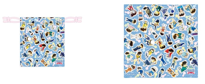 巾着、バンダナハンカチ「名探偵コナン 連載30周年記念カフェ」(C)青山剛昌/小学館
