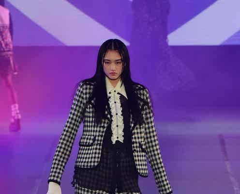 櫻坂46山崎天、編み込み前髪が新鮮 モノクロチェック柄着こなす<GirlsAward 2023 S/S>