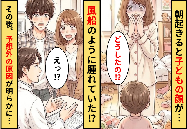 朝起きると…“顔が風船のように腫れた”子ども！？「どうしたの！？」⇒その後【予想外な原因】が明らかになり…「え？」