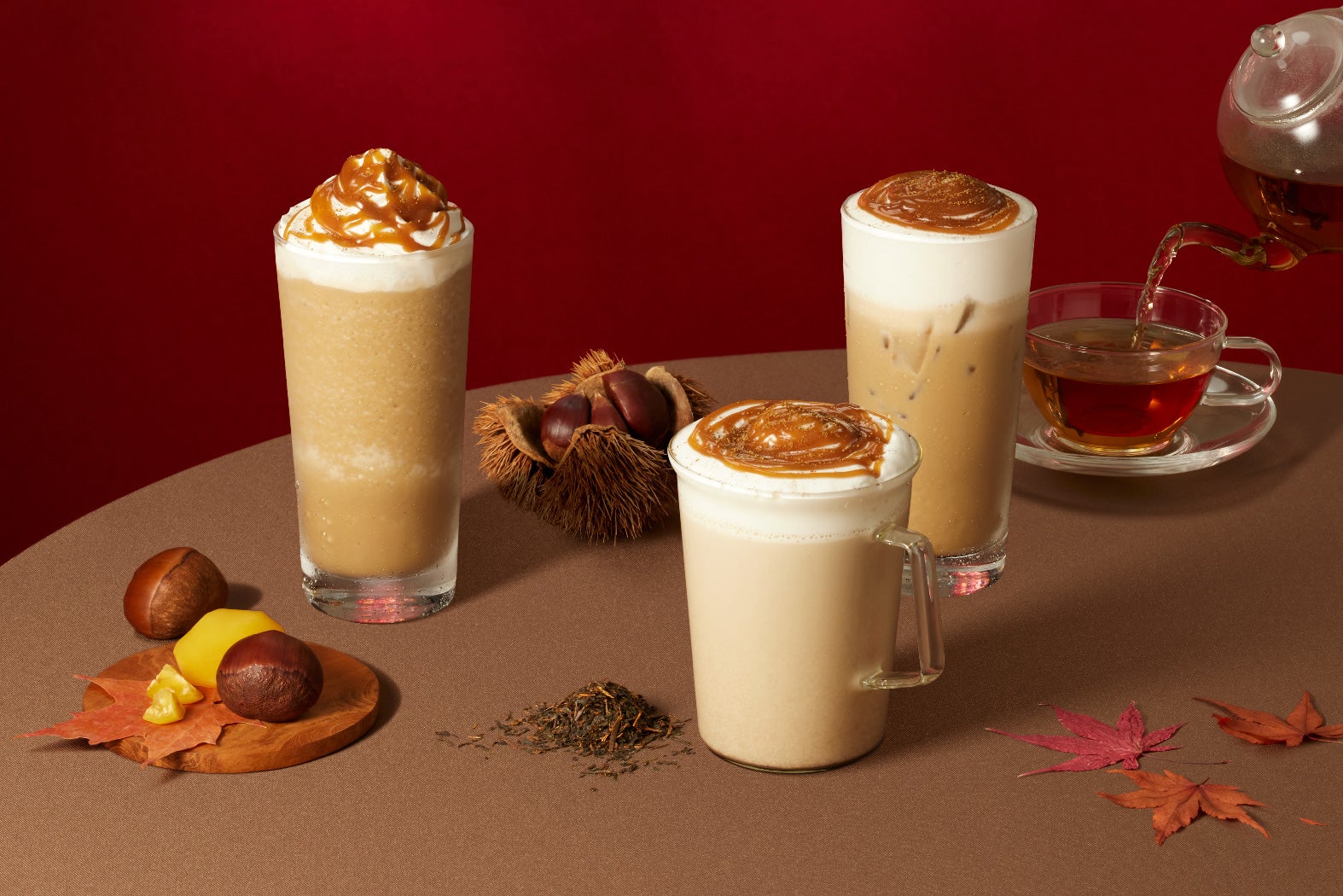 スタバ新作「和栗と和紅茶のフラペチーノ」ティー特化型店舗限定で登場　深みのある秋らしい味わい