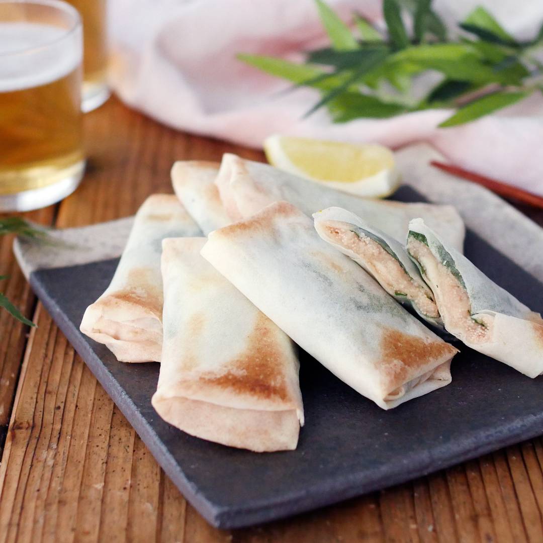 揚げずに作る。明太とろろ春巻き