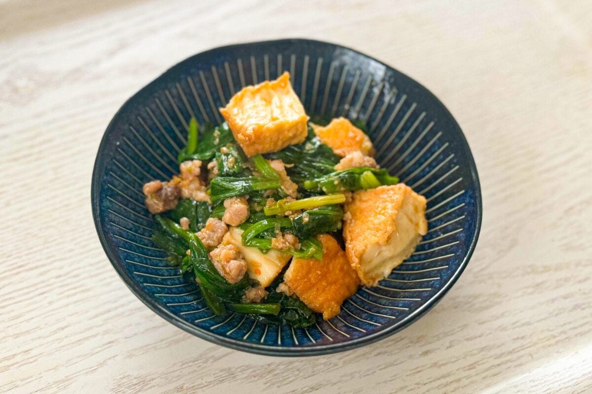 ほうれん草と厚揚げの中華炒め