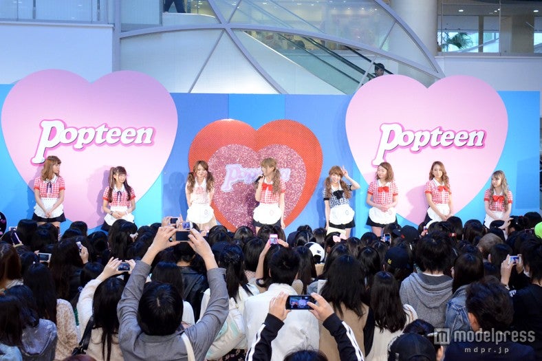 左から：松本愛、椎名ひかり、西川瑞希、松岡里枝、舟山久美子、村田莉、佐野友妃子、今井彩矢佳／「LaLa　Popteen　Land」のオープン記念イベントにて