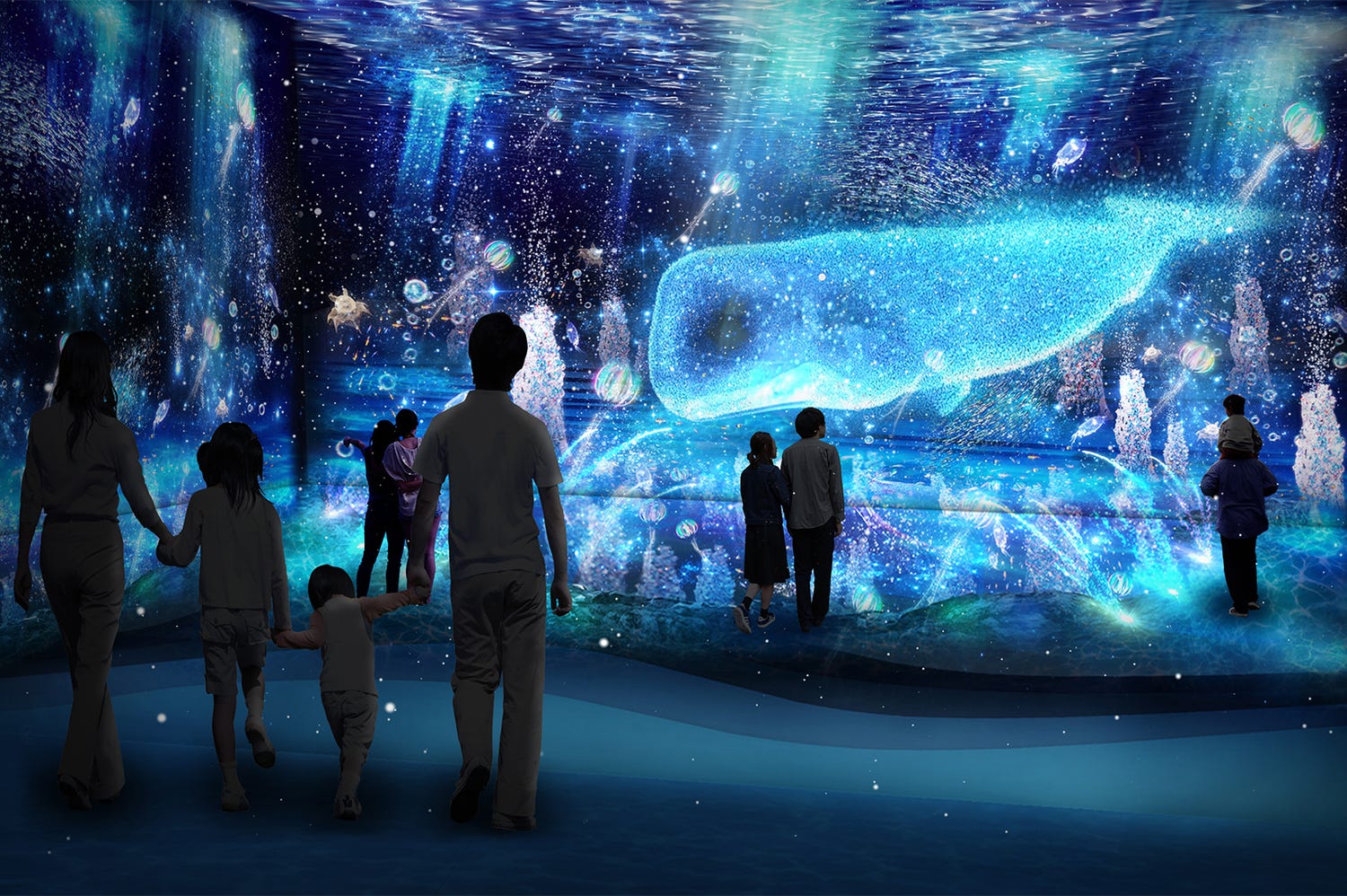 光の深海を泳ぐようなアート体験「アクアリウムバイネイキッドナガシマリゾート」<作品詳細>