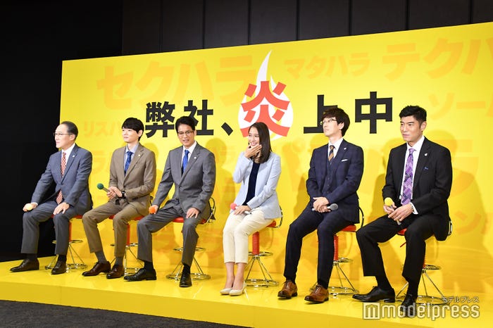 (左から)佐野史郎、古川雄輝、唐沢寿明、広瀬アリス、滝藤賢一、高嶋政宏(C)モデルプレス