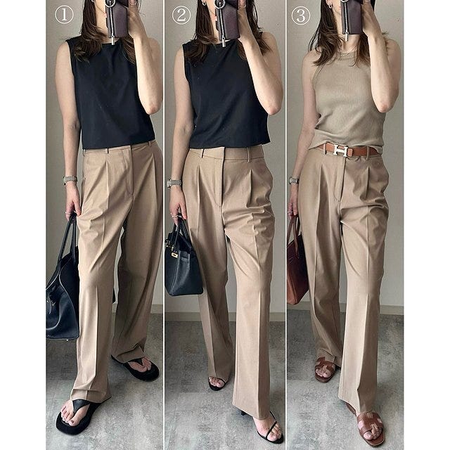 ユニクロ タックワイドパンツ コーデ ユニクロのタックワイドパンツのコーデ1