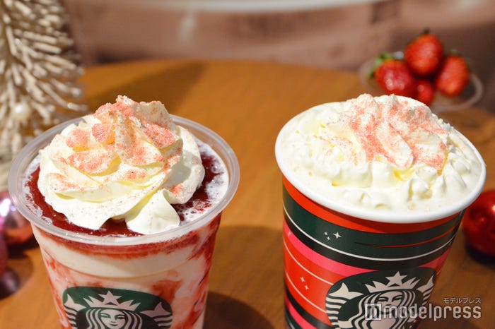 ストロベリー メリークリーム フラペチーノ、ストロベリー メリークリーム ティー ラテ(C)モデルプレス