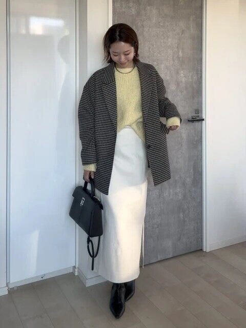 お手本コーデ 2025冬gu大人女性おすすめコージーメルトンチェックハーフコートお手本コーデ