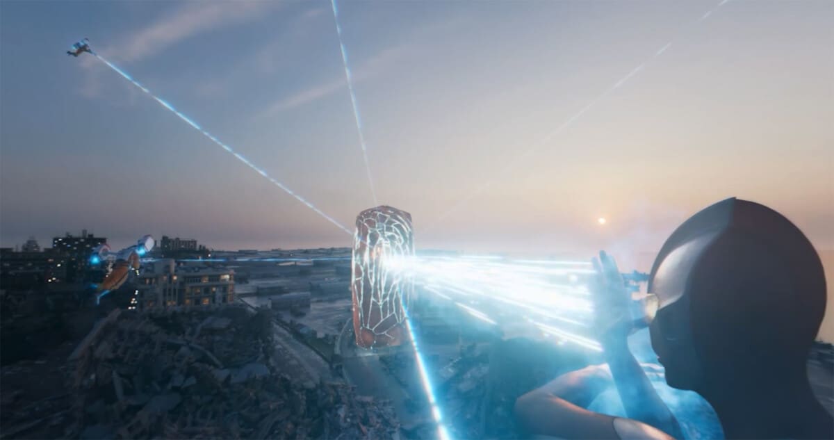 スペシウム光線の発射をウルトラマンの肩口から体験！ 臨場感たっぷりで感激です。さあ、ゼットンを倒せるか　(c)TSUBURAYA
