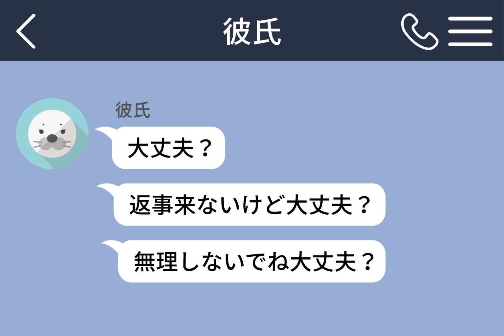 彼の「大丈夫？」がいつも3回連続で来る。「1回でいいよ」と返した私に、彼が打ち明けた本音