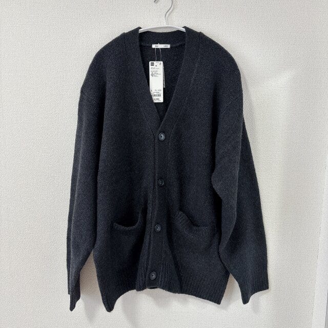 GUパフニットVネックカーディガン　DARK