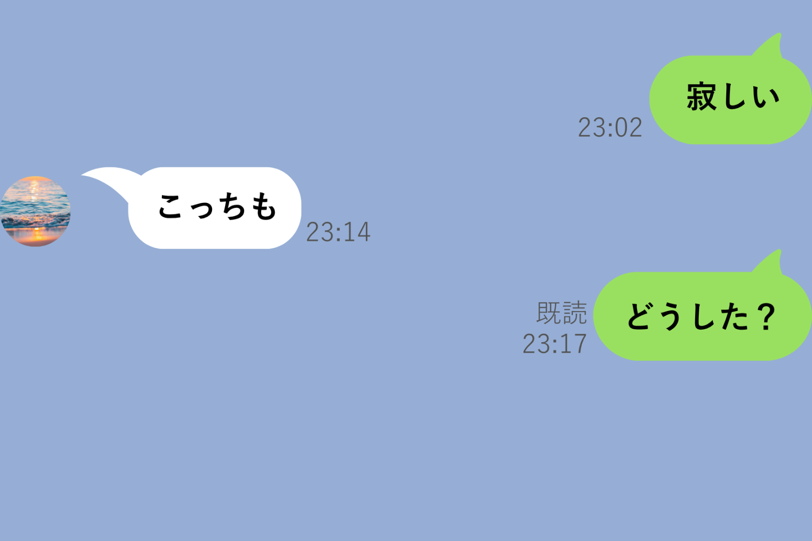 「寂しい」に「こっちも」と返ってきた夜。心配で「どうした？」と聞いたら既読が止まりました