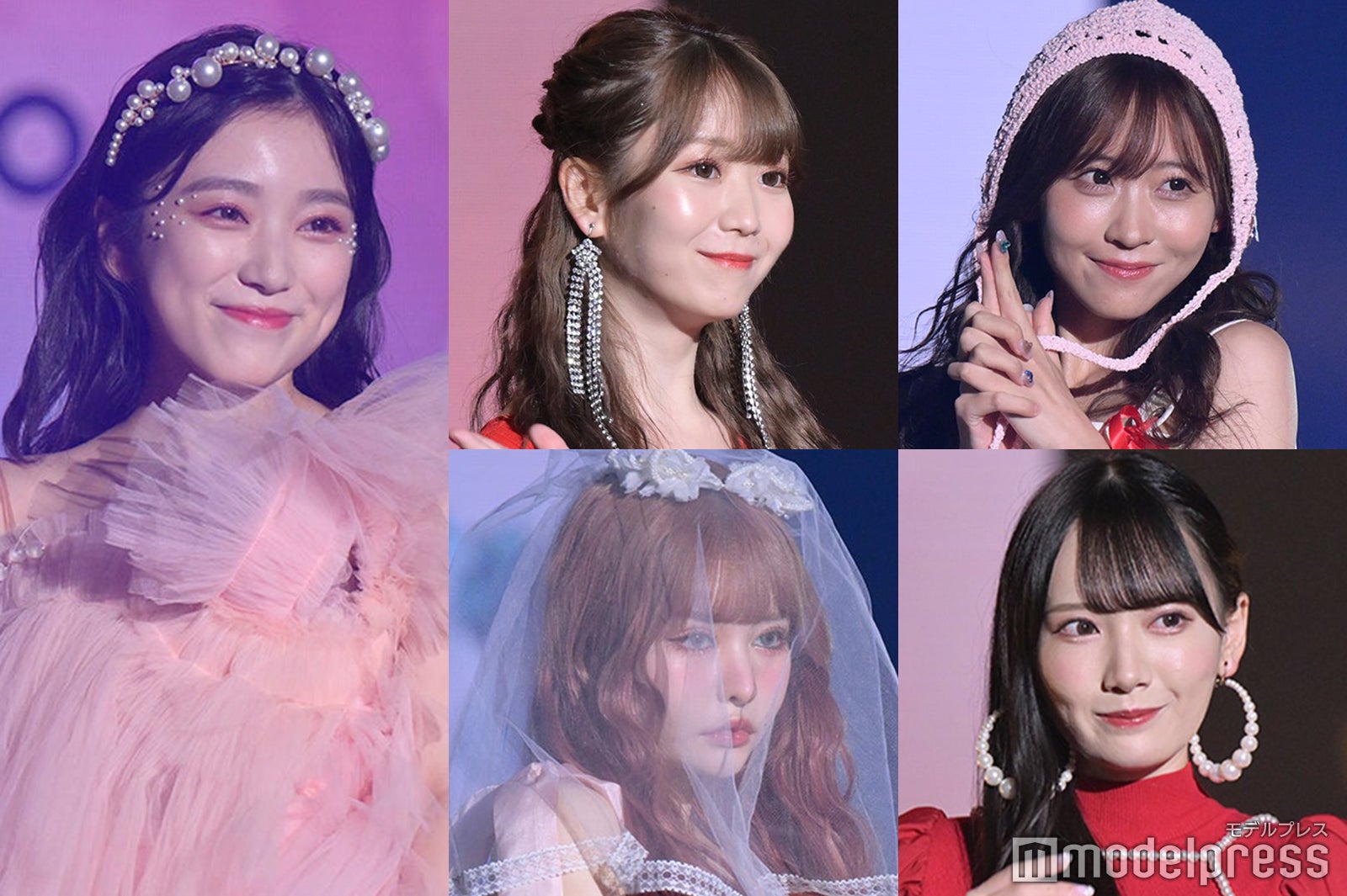 （左から時計回りに）矢吹奈子、櫻井優衣、鈴木瞳美、戦慄かなの（C）モデルプレス