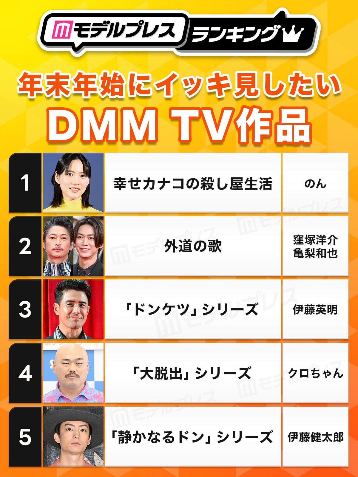 年末年始にイッキ見したいDMM TV作品トップ5を発表（C）モデルプレス