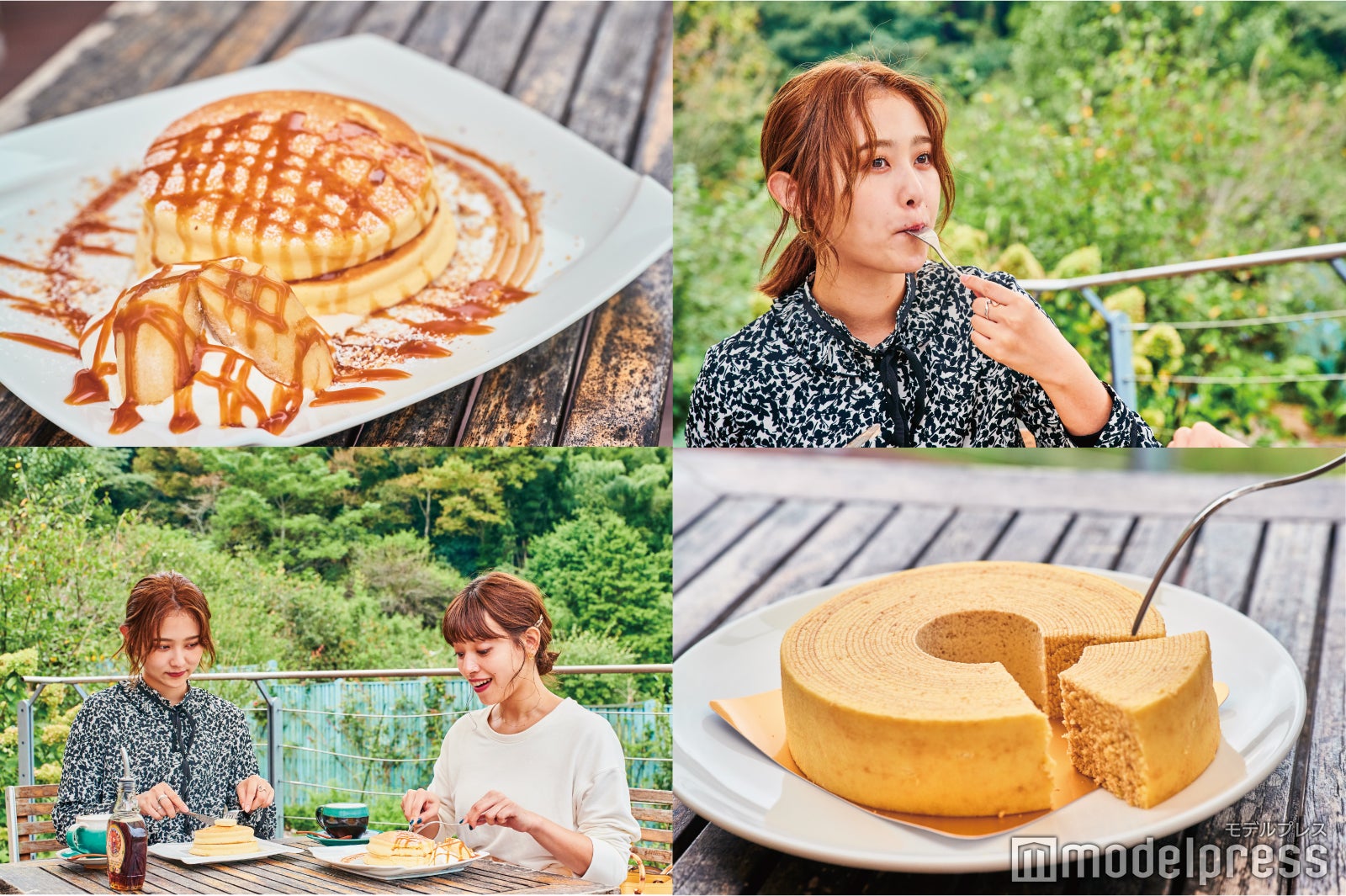 緑に囲まれたテラス席でいただくパンケーキやバウムクーヘンはシチュエーションも味も、最高（C）モデルプレス