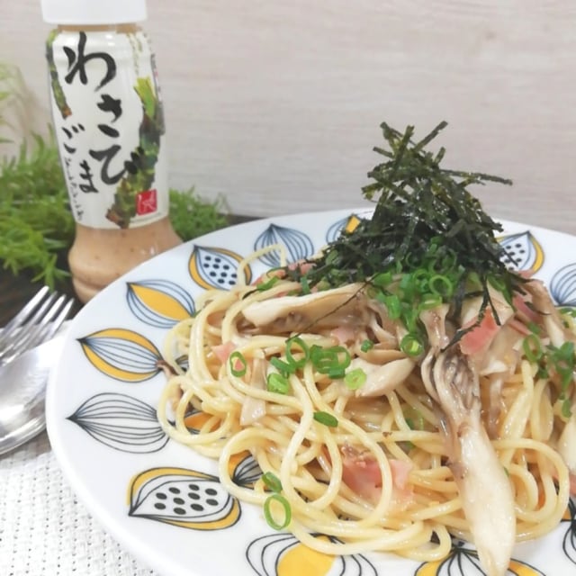 カルディのわさびごまドレッシングでパスタ