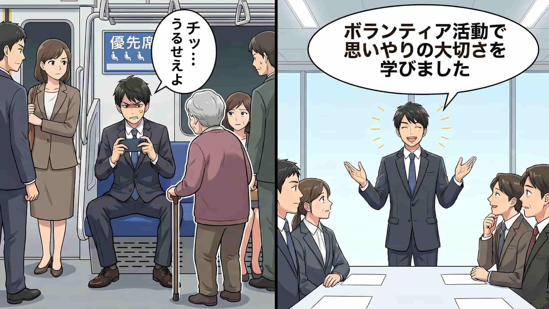 【就活】満員電車の優先席で“お年寄り”を無視。その後、本命企業の最終面接に行くと、【予想外の事態】に...！？