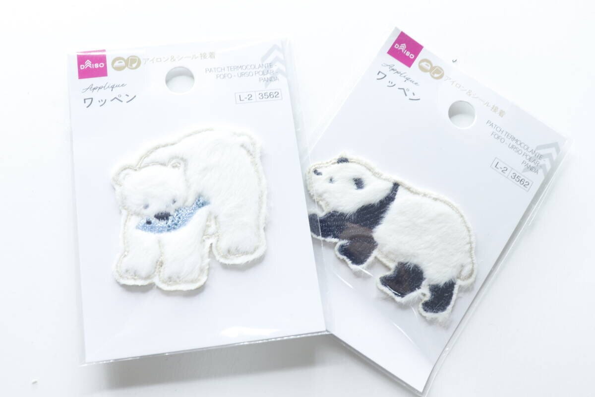 ワッペン（ふわふわ、しろくま、ぱんだ）　バリエーション