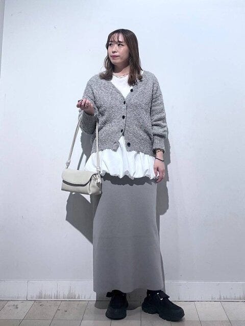グローバルワーク テープヤーンカーディガン スカート セット グローバルワークのテープヤーンカーディガンスカートのセット