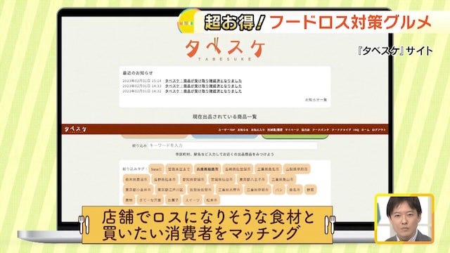 「タベスケ」webサイト