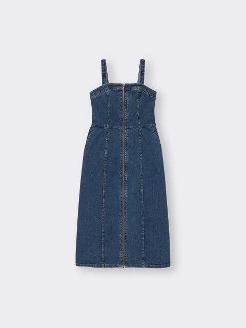 デニムフロントジップワンピース guデニムフロントジップワンピース