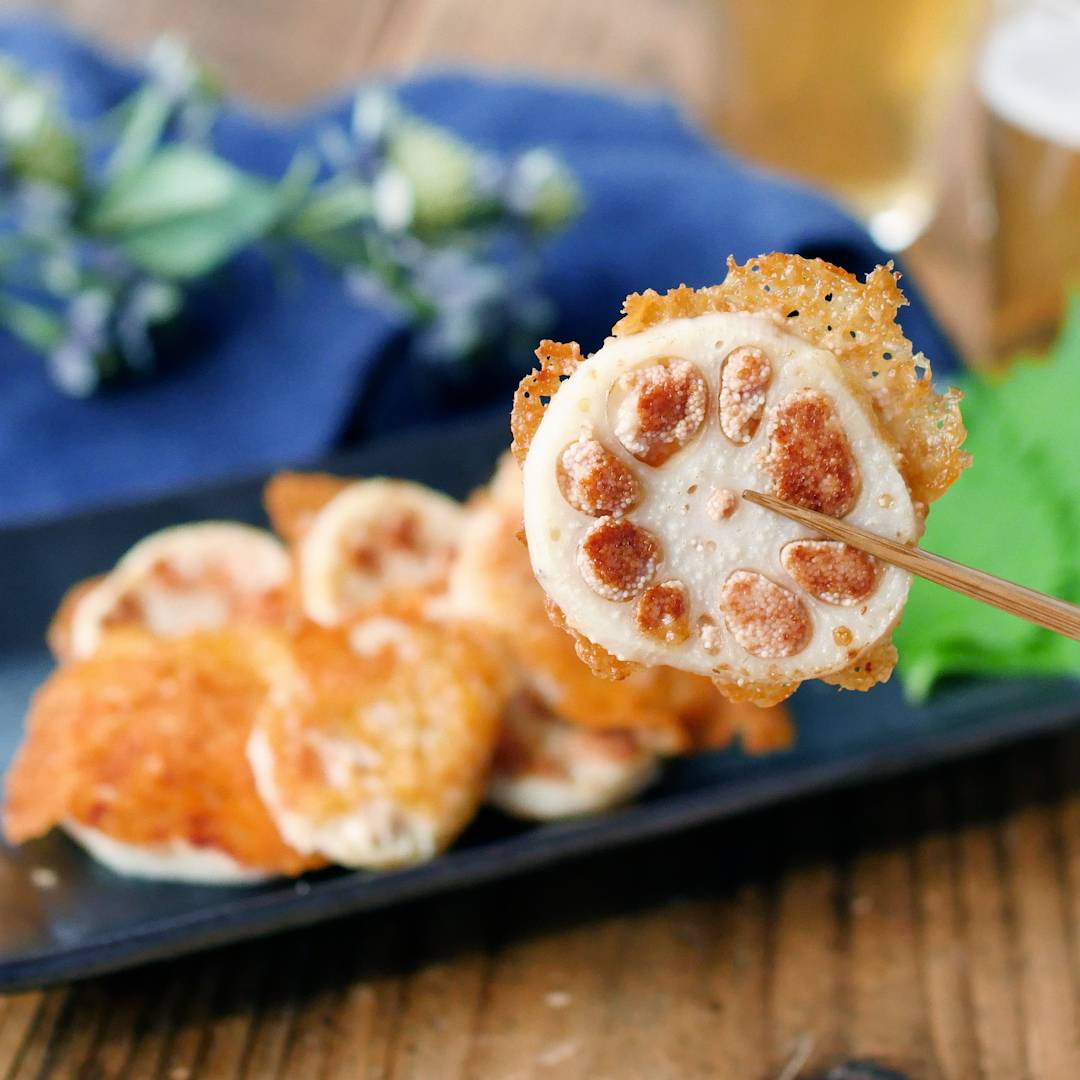 材料4つで！れんこんの明太チーズ焼き