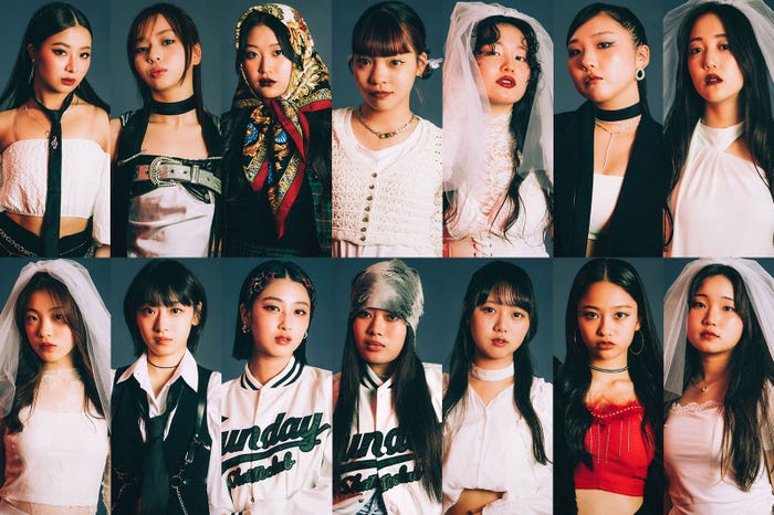 (上段左から)KOKO(ココ)、KOKONA(ココナ)、JEWEL(ジュエル)、MOMO(モモ)、KOHARU(コハル)、CHIKA(チカ)、SAYAKA(サヤカ)(下段左から)MAHINA(マヒナ)、JISOO(ジス)、MOMOKA(モモカ)、NAOKO(ナオコ)、FUMINO(フミノ)、YURI(ユリ)、KOKOA(ココア)「No No Girls」5次審査進出者(提供写真)