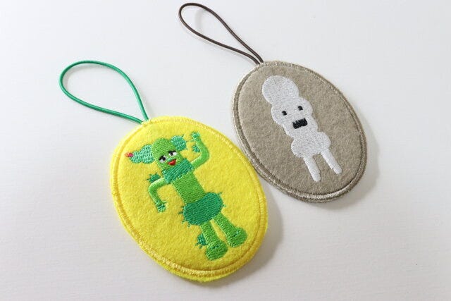 ダイソーのみいつけた！のおなまえワッペンのサボさんとホネーキンさん