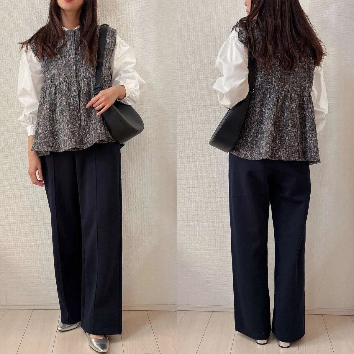 着回しコーデ ユニクロスウェットストレートパンツネイビー着回しコーデ