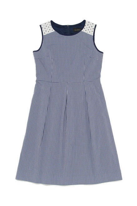 ノースリーブショルダーレース×ギンガムチェックワンピース「TALBOTS」12,096円（税込）