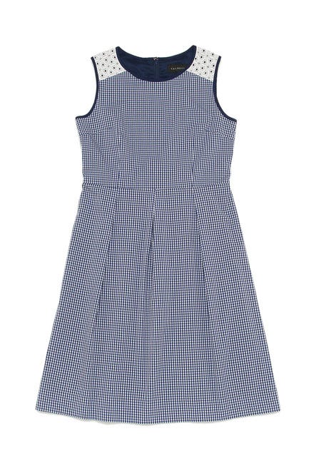 ノースリーブショルダーレース×ギンガムチェックワンピース「TALBOTS」12,096円(税込)