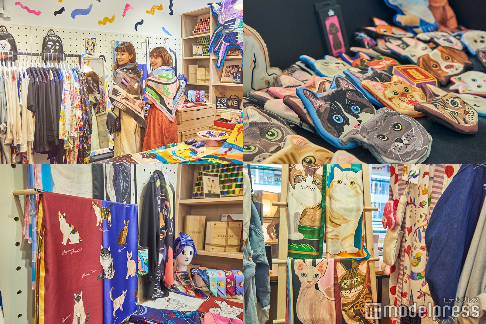 手描きイラストをプリントした犬や猫のポーチや使い勝手のよいスカーフなど、サイズも形もさまざまでキュート！
（C）モデルプレス