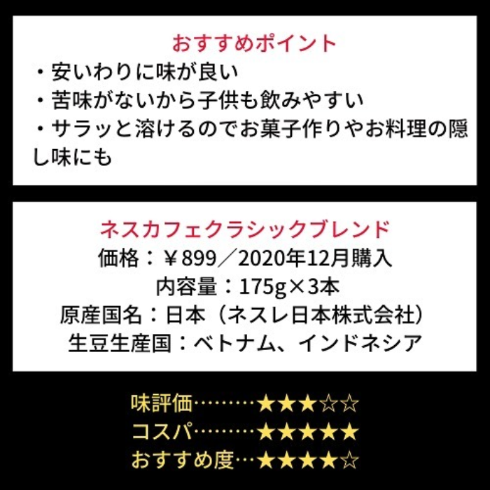 ネスカフェクラシックブレンドコーヒー