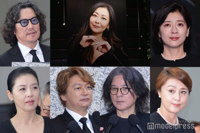 「中山美穂さんお別れの会」参列者(上段左から)豊川悦司、中山美穂さん、中山忍(下段左から)藤あや子、香取慎吾、岩井俊二氏、藤原紀香(C)モデルプレス