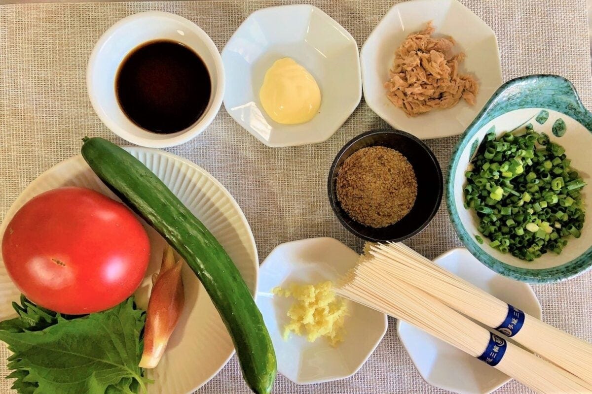 ツナとトマトのぶっかけそうめん