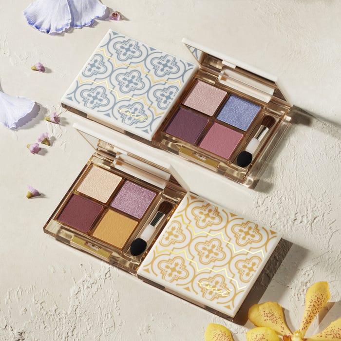 「アイプランナー」メインビジュアル(上から)「アイプランナーパレット 01 BLOOM ROAD(ブルームロード)」「同  02 SUN MOOD(サンムード)」(画像提供:常盤薬品工業株式会社)