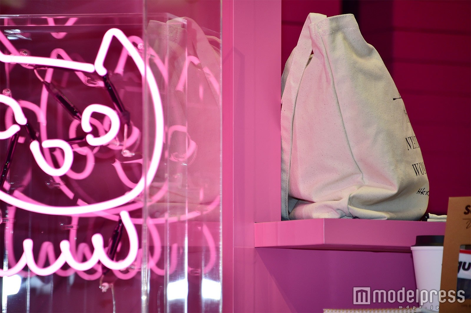 ピンクの壁の中央が小嶋陽菜が釘を打った場所（C）モデルプレス