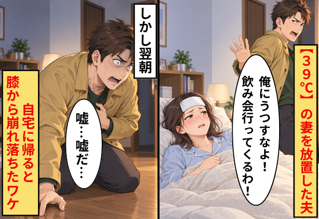 【39℃】の妻を放置…夫「俺にうつすなよ！飲み会行ってくるわ！」しかし翌朝⇒自宅に帰ると「嘘…嘘だ…」膝から崩れ落ちたワケ