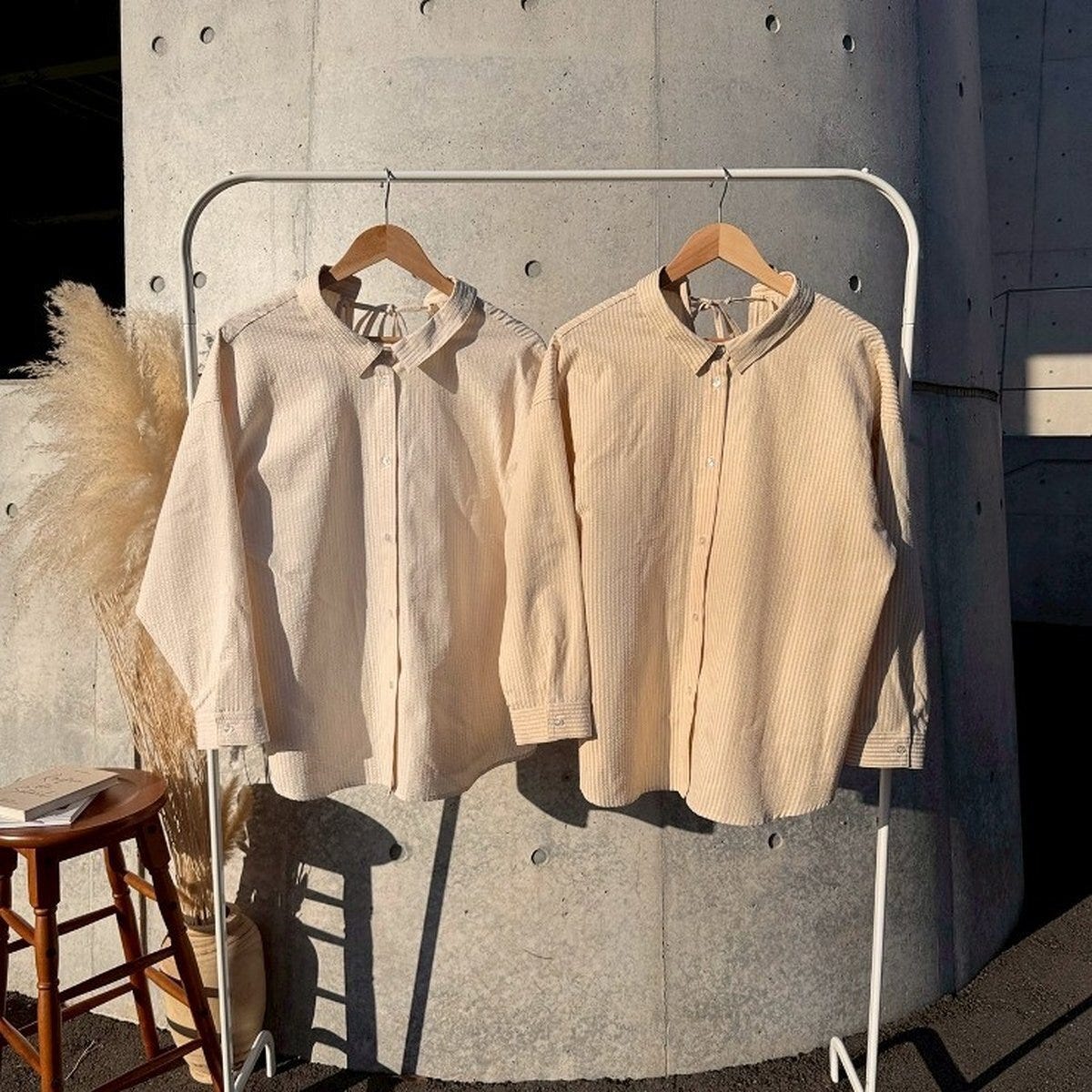 しまむらのマルチウェイストライプシャツ（TOMO）