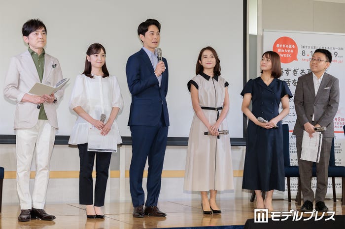 高瀬耕造アナ、瀧口麻衣アナ、佐々木快アナ、日比麻音子アナ、藤井由依アナ、上垣皓太朗アナ(C)モデルプレス