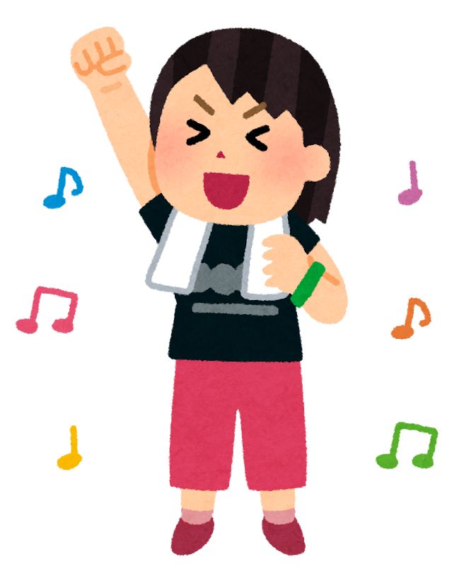フェスの観客のイラスト(女性)