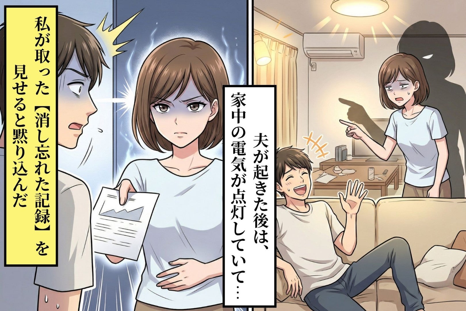 家の電気をつけっぱなしにする夫「細かいことで怒るなよ」私が取った【消し忘れた記録】を見せると黙り込んだ