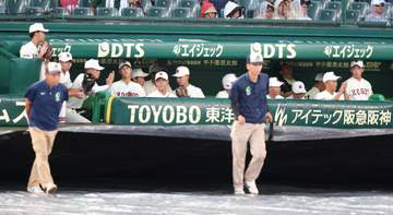 拓大紅陵－仙台育英戦が試合再開 大粒の雨で37分間の中断 阪神園芸の神整備にスタンドから大きな拍手