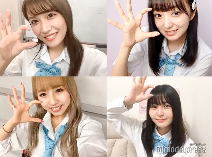 (左上から時計回りに)持田優奈、日比野芽奈、頓知気さきな、川谷花音/リモートインタビュー(C)モデルプレス