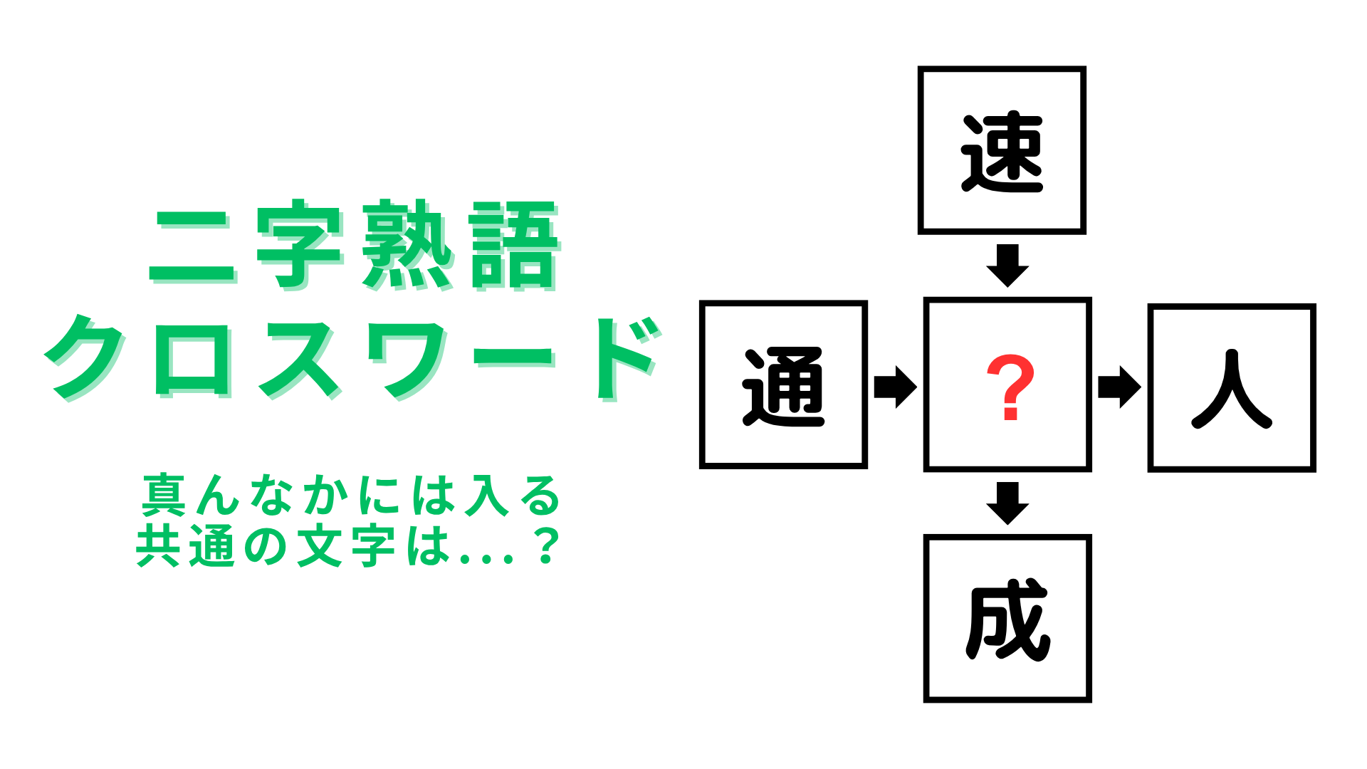 【二字熟語クロスワード】真んなかに入る漢字は？見た瞬間にわかった人は天才！