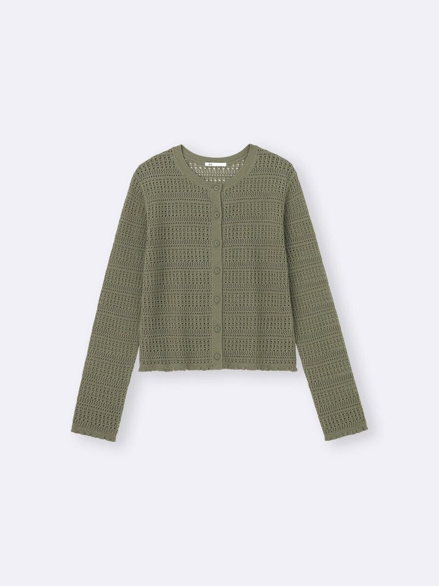 2026gu春大人女性おすすめ透かし編みカーディガン