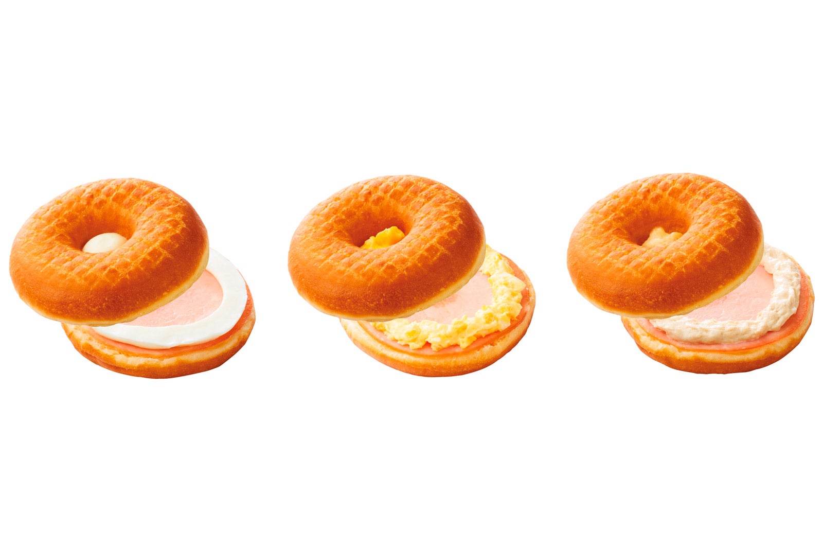 左からハムチーズ、ハムタマゴ、ハムツナ／画像提供：ダスキン