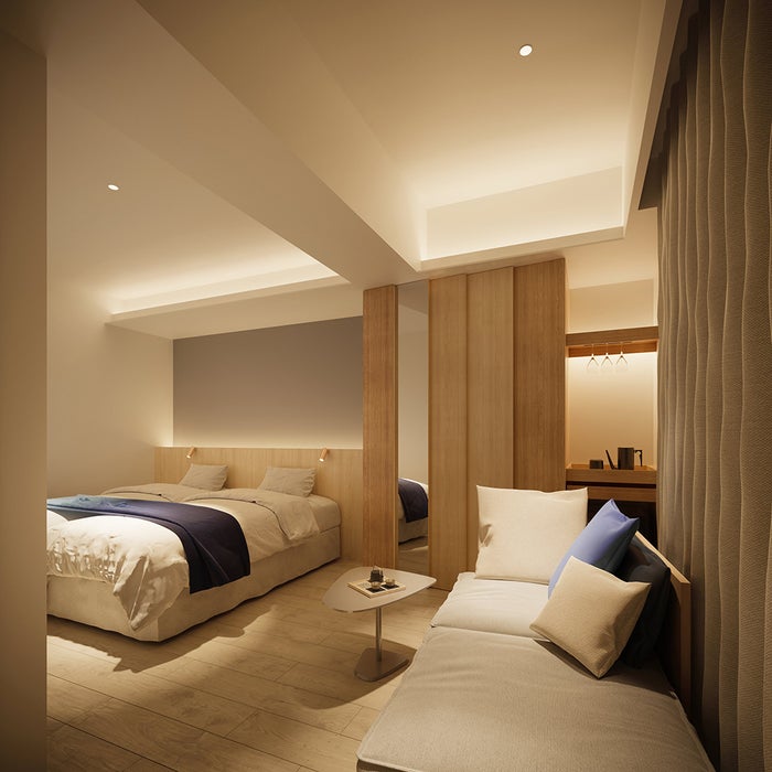 プレミアツインベッドルーム〈檜風呂付〉／画像提供：アゴーラ・ホスピタリティーズ