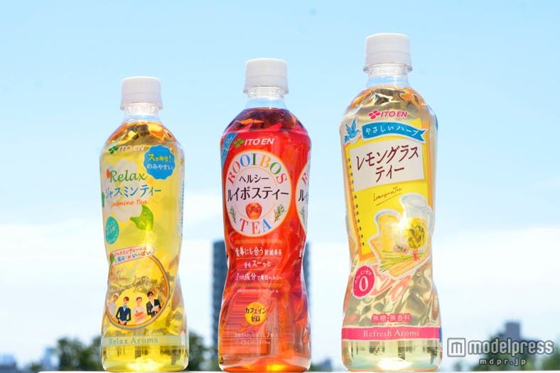 「Relaxジャスミンティー」「ヘルシー ルイボスティー」「やさしいハーブ レモングラスティー」