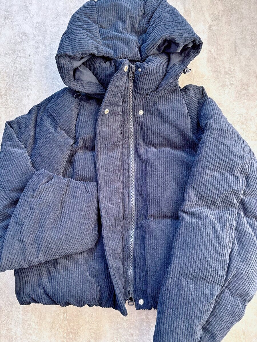 GUウォームパデッドコーデュロイブルゾン　2025モデル　ボタン部分